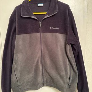 Columbia Men's Fleece XL Blue/Gray Zip Up Multiple Pockets